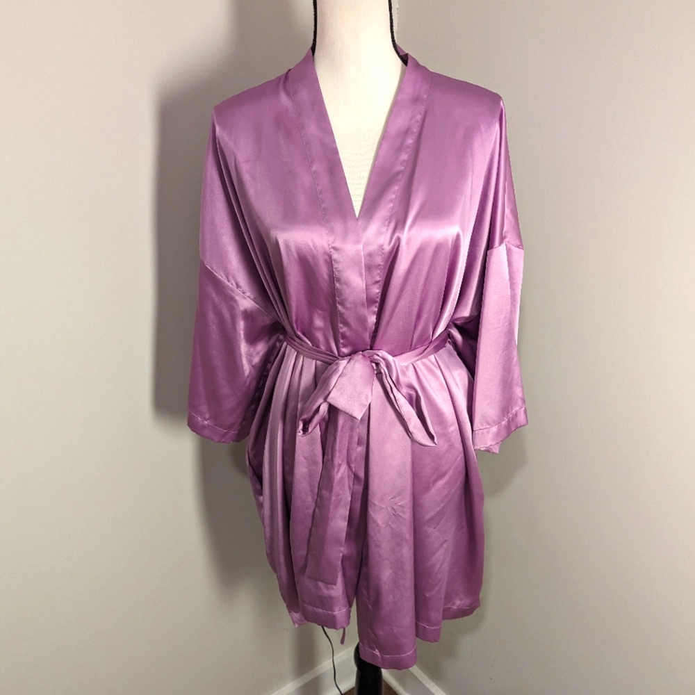 Victoria's secret lilac purple satin robe kimono one size